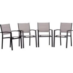 Acamp Set 4x Stapelsessel Alberto 55 Cm X 56 Cm X 88 Cm Schwarz-SilberGrau