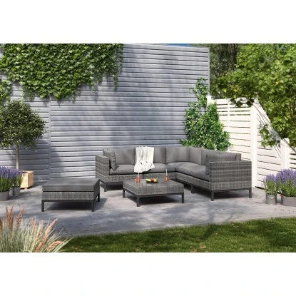 Lounge-Sessel Alridge Polyrattan Grau Mitte 8 Lounge-Sessel Alridge Polyrattan Grau Mitte – Bild 8