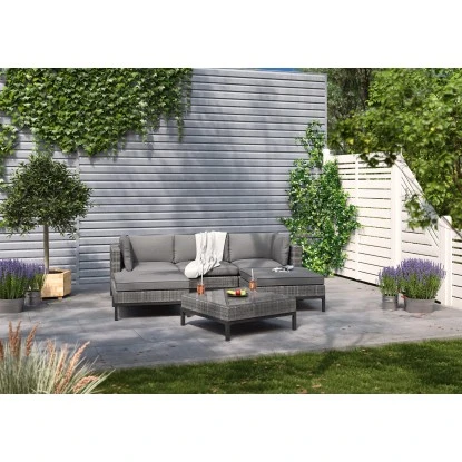 Lounge-Sessel Alridge Polyrattan Grau Mitte 7 Lounge-Sessel Alridge Polyrattan Grau Mitte – Bild 7